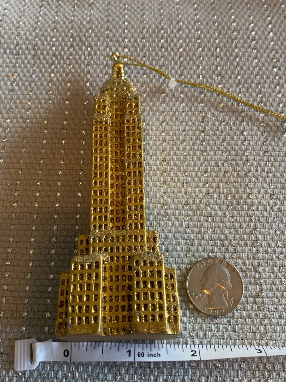 Gold Empire State Building Hanging Ornament - Home Accents
